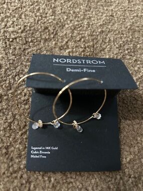 Nordstrom Gold Hoop Earrings with Crystal Drops